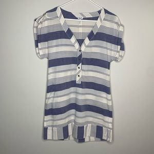 Splendid Blue & White Striped Placket Shirt Dress